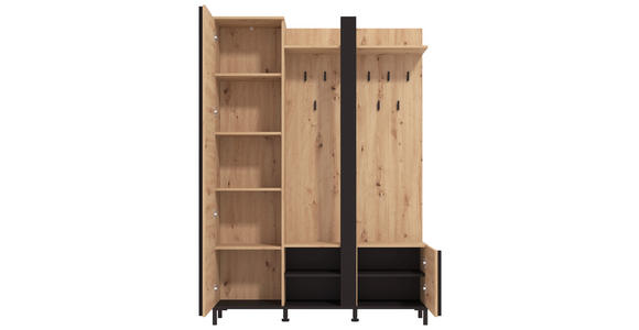 GARDEROBE  in 134,5/192,6/33,2 cm  - Schwarz/Eiche Artisan, Basics, Holzwerkstoff (134,5/192,6/33,2cm) - Carryhome