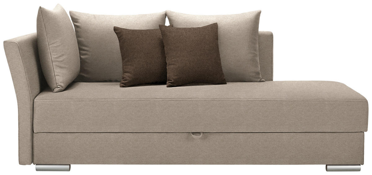 LEŽADLO, textil, 220/93/100 cm - tmavohnedá/chrómová, Design, textil/plast (220/93/100cm) - Livetastic