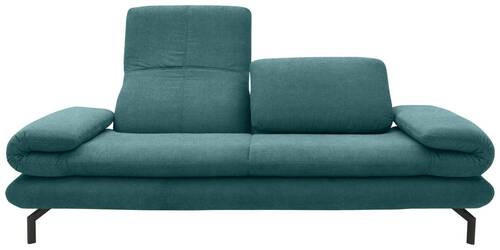 2,5-SITZER mit Funktionen Webstoff Petrol  - Petrol/Schwarz, Design, Textil/Metall (224 (284)/83 (110)/98cm) - LOOKS by W.Joop