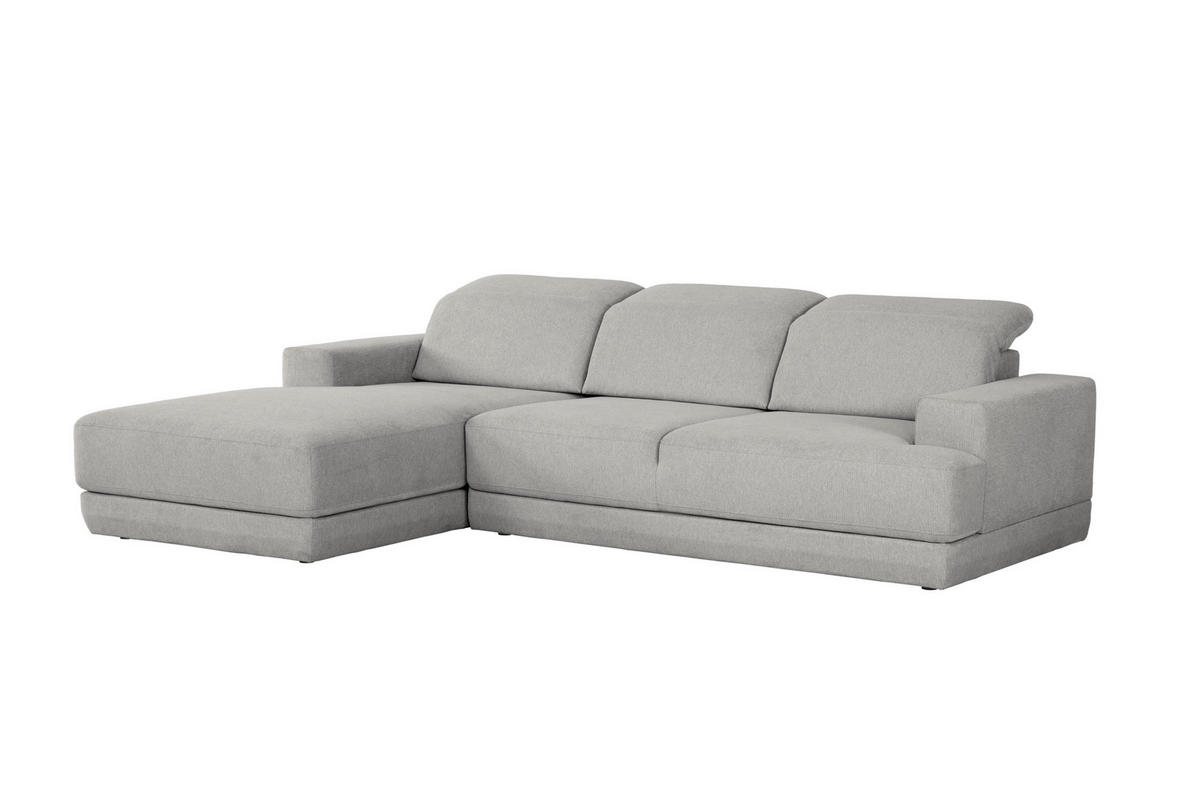 ECKSOFA Hellgrau Webstoff  - Hellgrau/Schwarz, Design, Kunststoff/Textil (204/293cm) - MID.YOU
