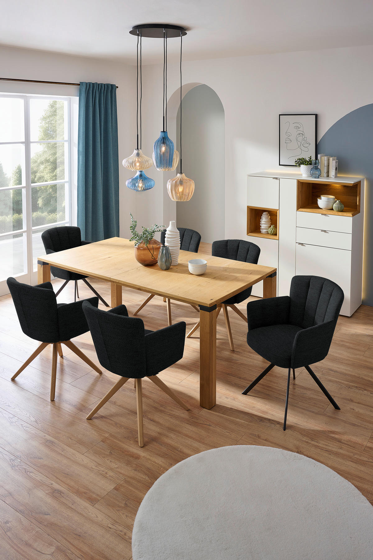 ARMLEHNSTUHL in Holz, Textil Dunkelblau  - Dunkelblau, Design, Holz/Textil (58/83/62cm) - Venjakob