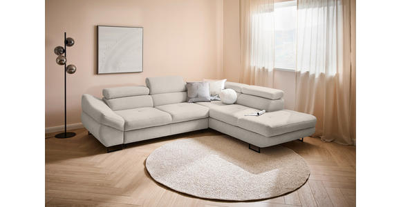 ECKSOFA in Webstoff Taupe  - Taupe/Schwarz, Design, Textil/Metall (280/235cm) - Hom`in