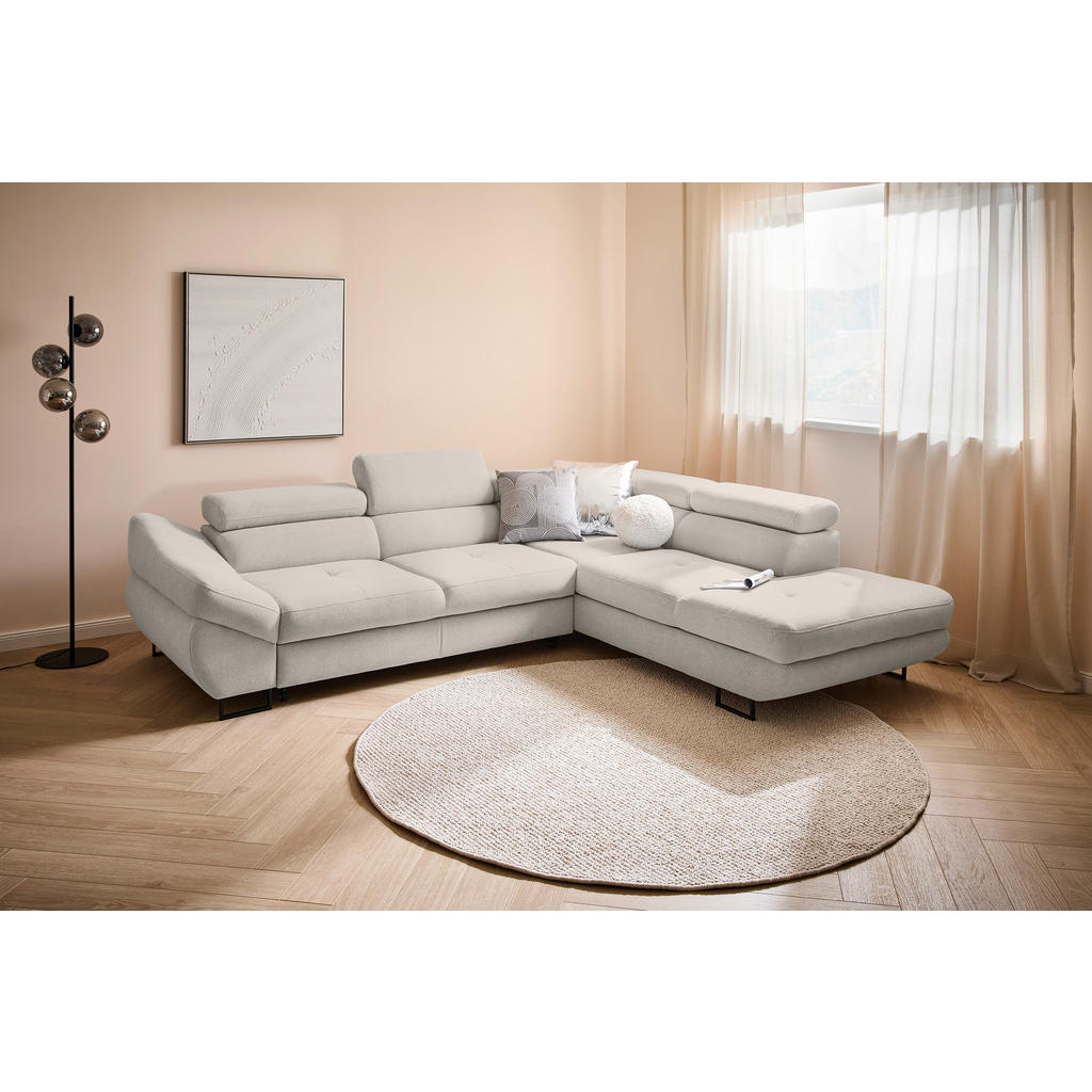 Thumbnail - Hom`in Ecksofa, Taupe, Textil, 5-Sitzer, Ottomane rechts, L-Form, 280x235 cm, Fußauswahl, Stoffauswahl, Liegefunktion, s...