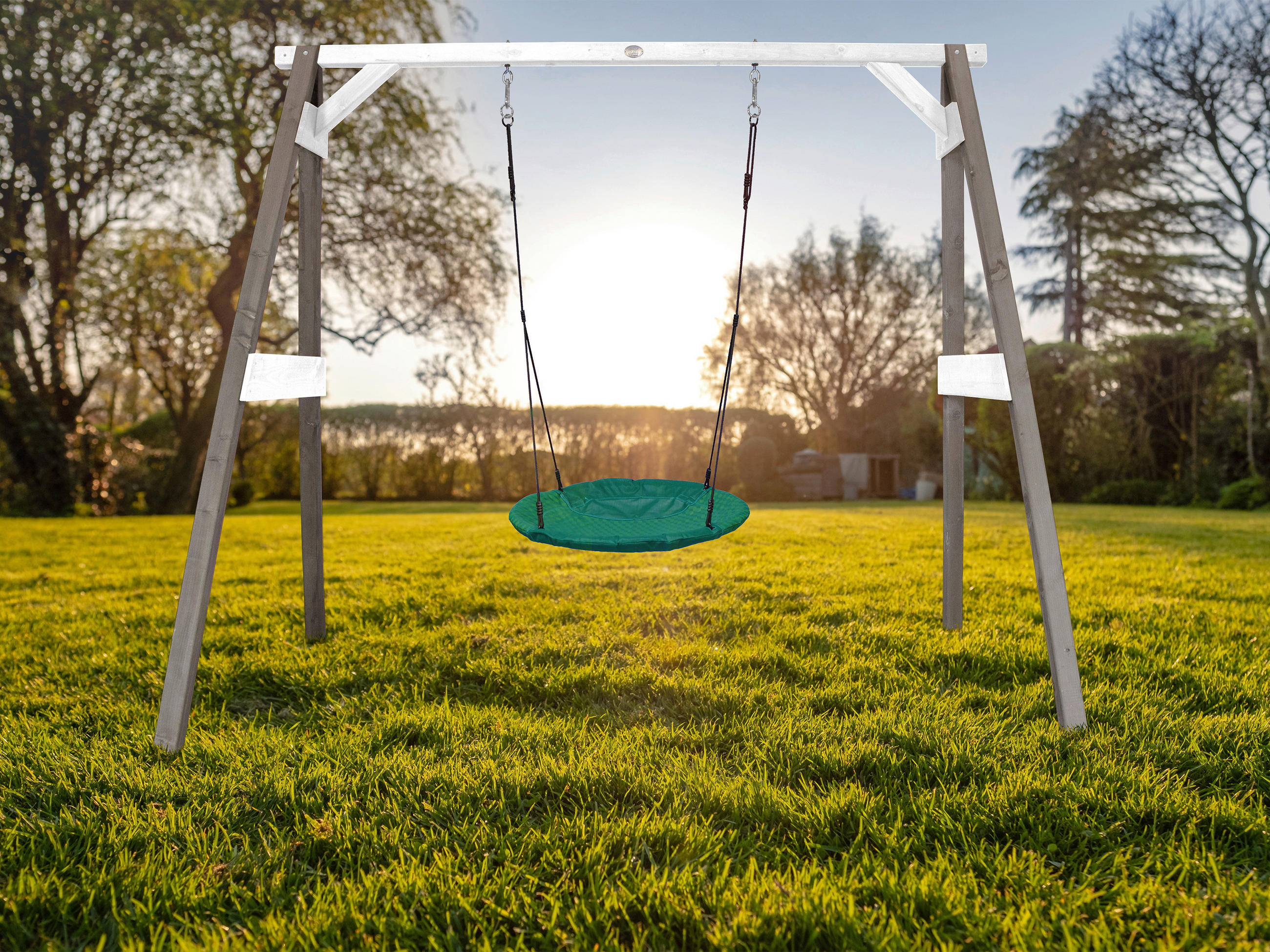 NESTSCHAUKEL Grau, Grün, Weiß  - Weiß/Grau, KONVENTIONELL, Holz/Kunststoff (254/207/160cm) - Ambia Garden