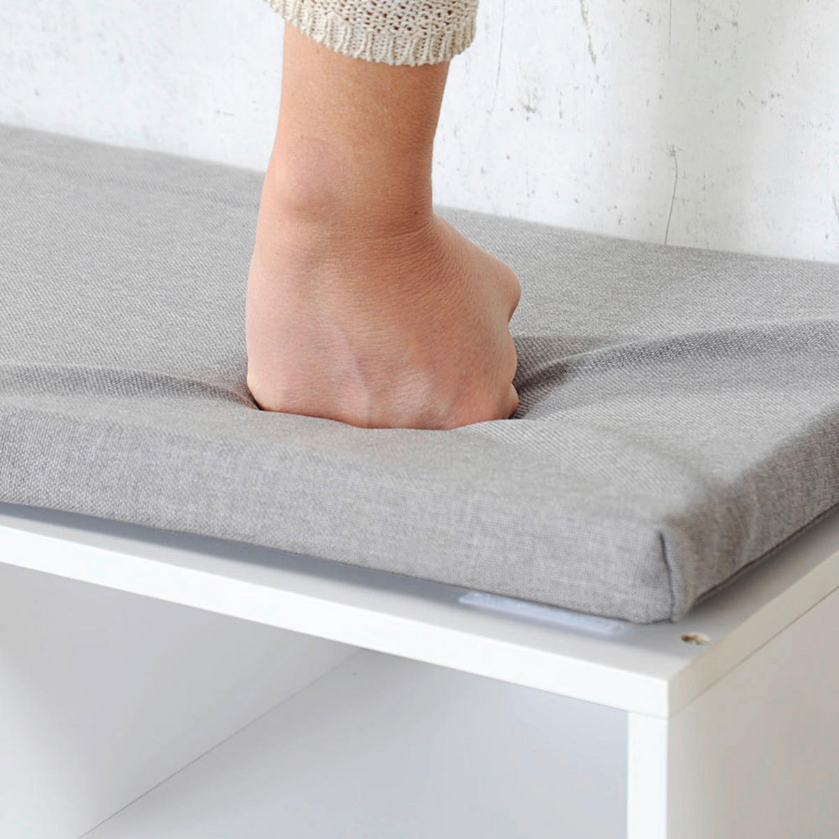 SCHUHSCHRANK Grau, Weiß  - Weiß/Grau, Design, Holzwerkstoff/Textil (51.5/48/29.5cm) - Kesper