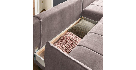 ECKSOFA in Flachgewebe Taupe - Taupe/Schwarz, Design, Textil/Metall (273/180cm) - Hom`in