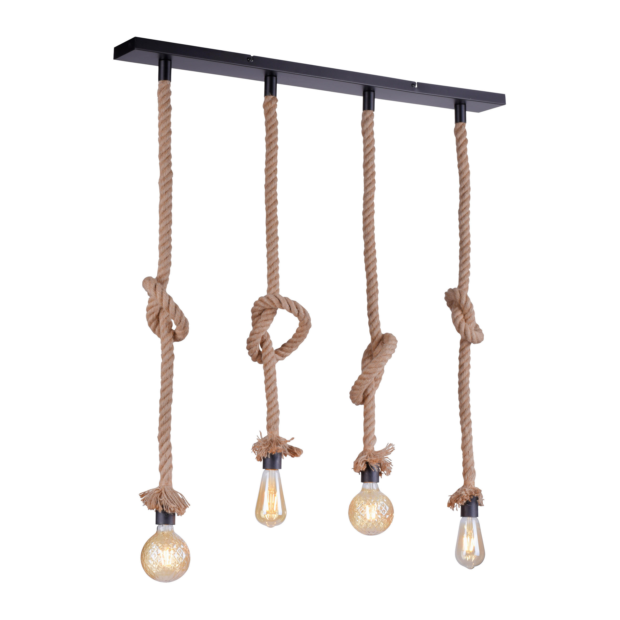 HÄNGELEUCHTE Rope  - Schwarz, LIFESTYLE, Naturmaterialien (90/9,5/120cm)
