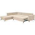 ECKSOFA Beige Chenille  inkl. Rückenkissen, Bettkasten, Schlaffunktion, Rücken echt, Liegefläche im Originalstoff  - Beige/Schwarz, KONVENTIONELL, Textil/Metall (257/275cm) - Carryhome