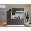 KÜCHENBLOCK 210 cm   in Grau, Weiß, Nussbaumfarben  - Edelstahlfarben/Nussbaumfarben, KONVENTIONELL, Holzwerkstoff/Metall (210cm) - Respekta