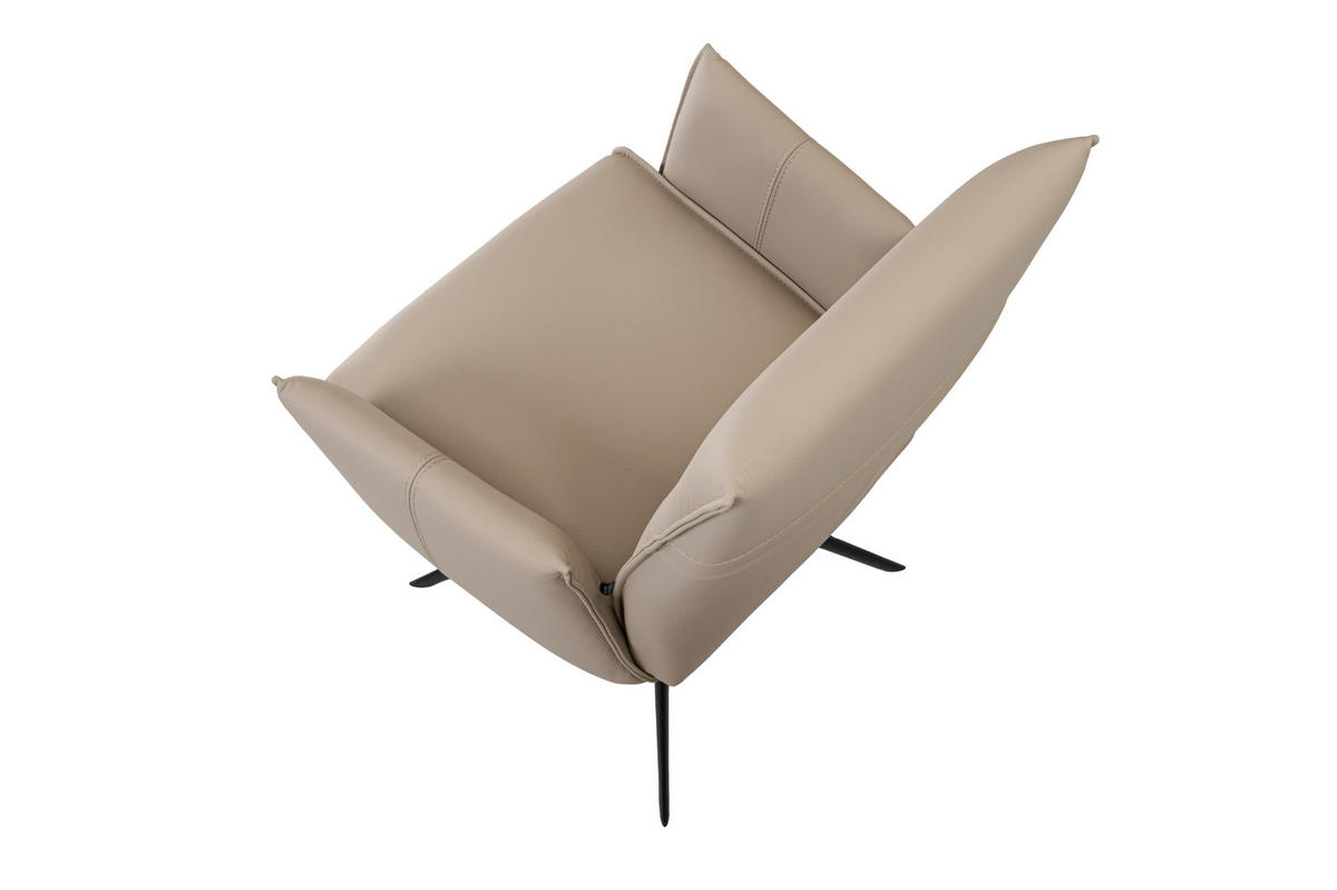 ARMLEHNSTUHL  Sitzfläche 360° drehbar  Echtleder  Beige  - Beige/Schwarz, Design, Leder/Metall (60/88,5/57,5cm) - Valnatura