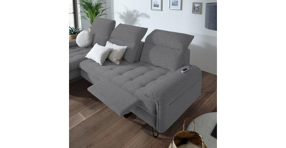 ECKSOFA in Flachgewebe Grau  - Schwarz/Grau, LIFESTYLE, Textil/Metall (180/310cm) - Valnatura