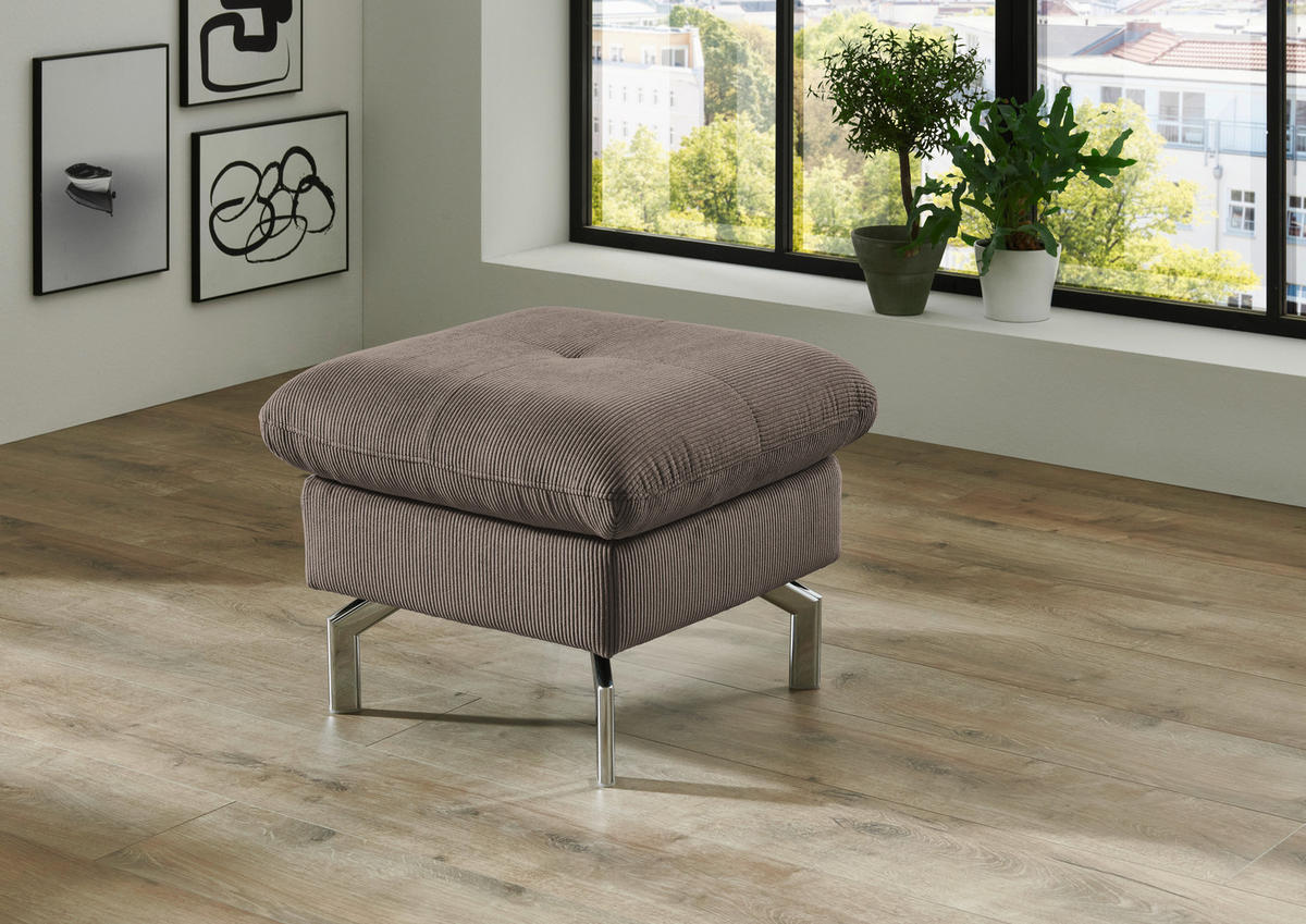 3-SITZER-SOFA Feincord Taupe  - Taupe/Chromfarben, Design, Textil/Metall (194/87/105cm) - Beldomo Style