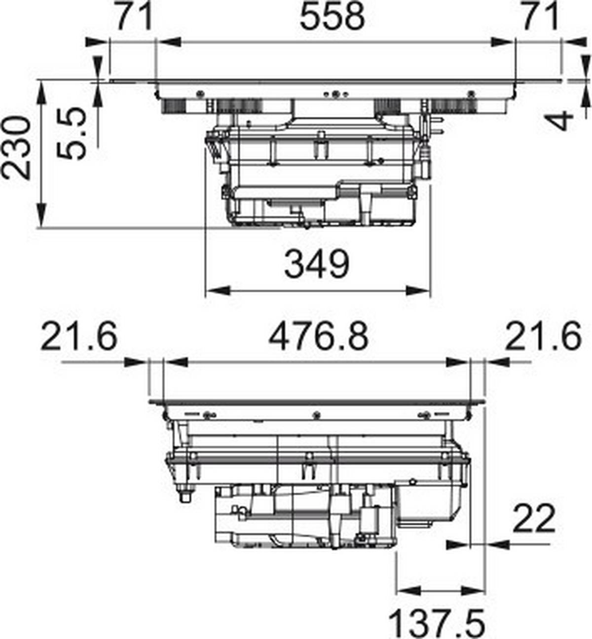 KOCHFELD-DUNSTABZUG-KOMBI 3400705229  - Basics, Glas/Metall (70/52/23cm) - Franke