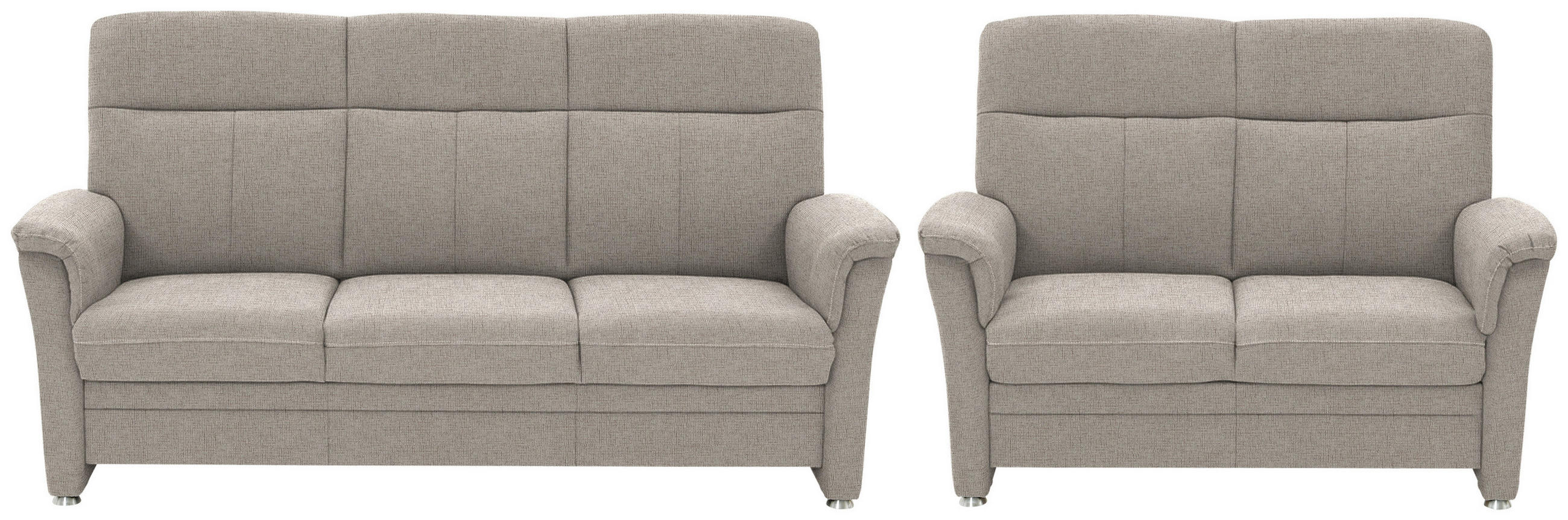 SITZGARNITUR 142-194/100/89 cm  in Flachgewebe Beige  - Beige/Alufarben, KONVENTIONELL, Textil/Metall (142-194/100/89cm) - Beldomo Comfort