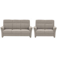 SITZGARNITUR Flachgewebe Beige  - Beige/Alufarben, Konventionell, Textil/Metall (142-194/100/89cm) - Beldomo Comfort