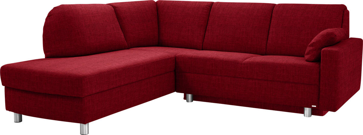 ECKSOFA in Chenille Rot  208/227 cm  - Rot/Alufarben, KONVENTIONELL, Textil/Metall (208/227cm) - Sedda