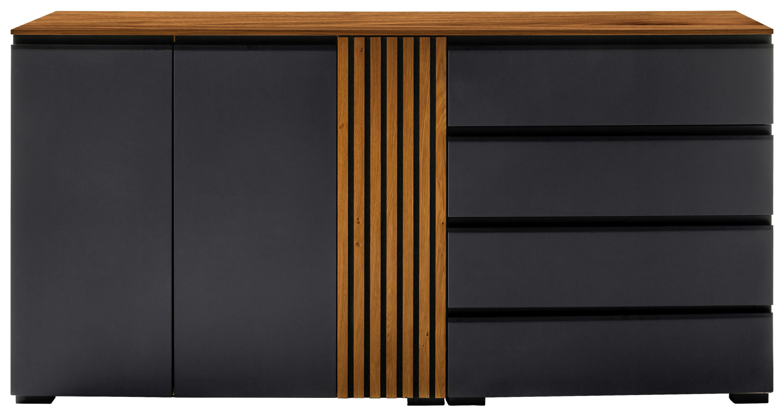 SIDEBOARD Anthrazit, Nussbaumfarben  187/92/45 cm  - Anthrazit/Nussbaumfarben, Design, Holz/Holzwerkstoff (187/92/45cm) - Moderano