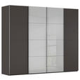 SCHWEBETÜRENSCHRANK 271/235/68 cm 4-türig Graphitfarben, Weiß  - Chromfarben/Graphitfarben, KONVENTIONELL, Glas/Holzwerkstoff (271/235/68cm) - Novel