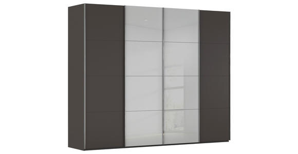 SCHWEBETÜRENSCHRANK 271/235/68 cm 4-türig Graphitfarben, Weiß  - Chromfarben/Graphitfarben, KONVENTIONELL, Glas/Holzwerkstoff (271/235/68cm) - Novel