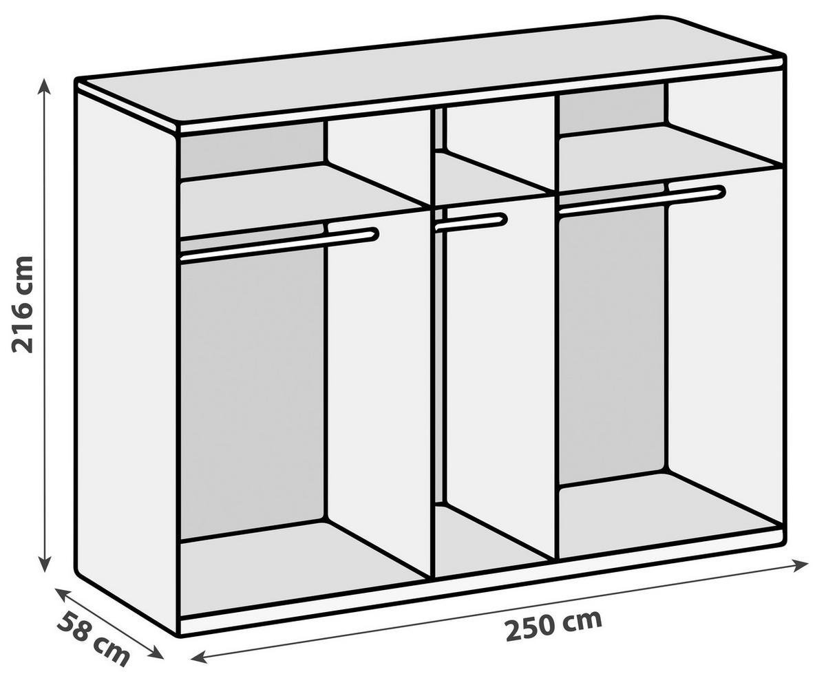 DREHTÜRENSCHRANK in Graphitfarben, Eichefarben  - Chromfarben/Eichefarben, Modern, Holzwerkstoff (250/216/58cm) - MID.YOU