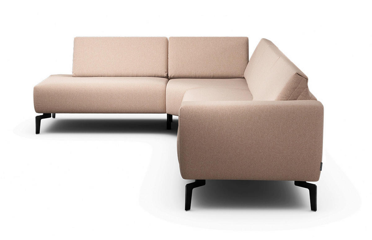 ECKSOFA Cosy Rosa Chenille  - Schwarz/Rosa, Design, Textil/Metall (213/296cm) - SENSOO