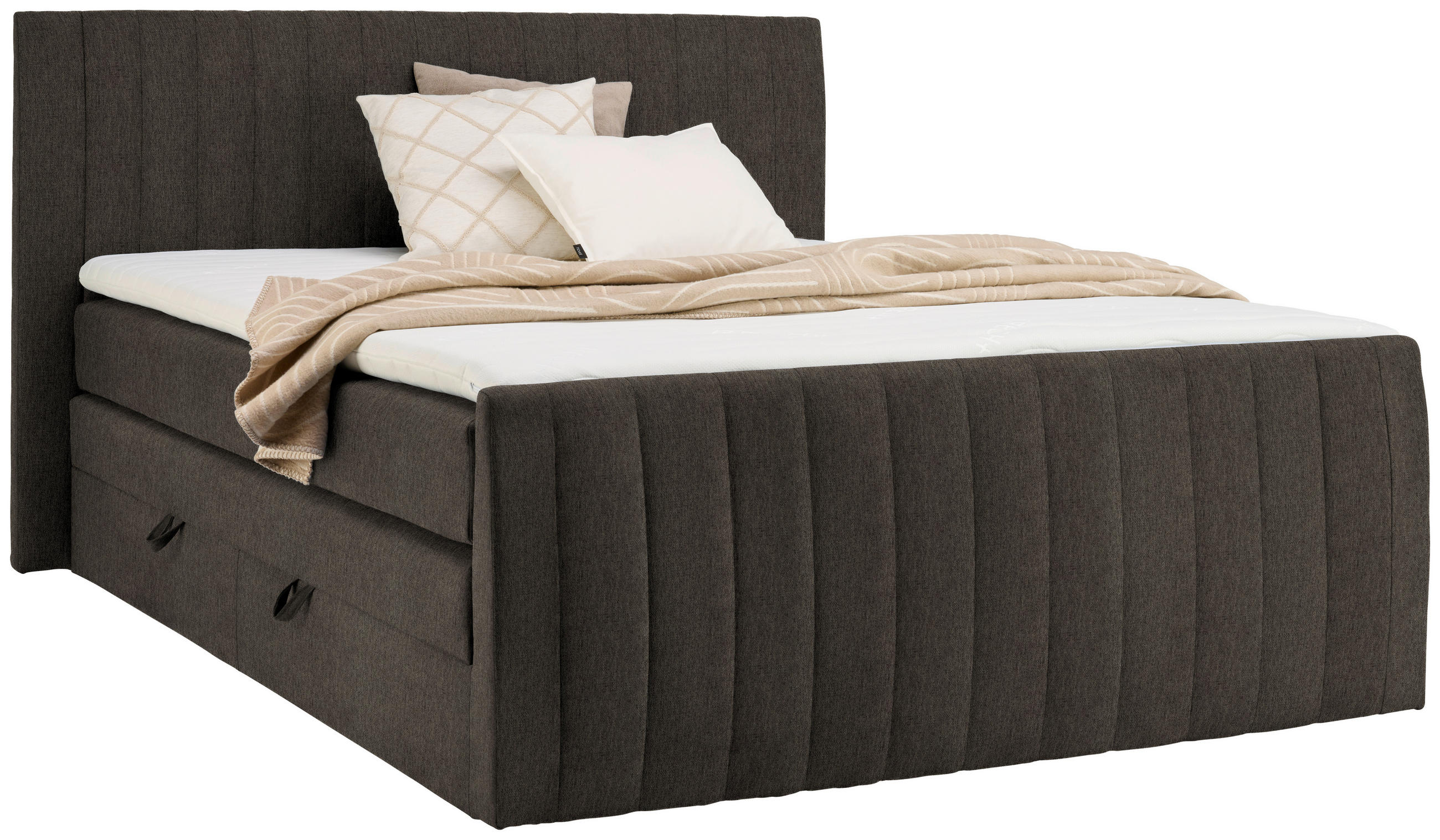 BOXSPRINGBETT 160/200 cm  in Braun  - Schwarz/Braun, KONVENTIONELL, Kunststoff/Textil (160/200cm) - Boxxx