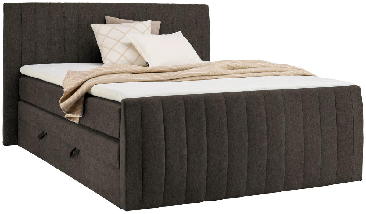 BOXSPRINGBETT 180/200 cm  in Braun  - Schwarz/Braun, KONVENTIONELL, Kunststoff/Textil (180/200cm) - Boxxx