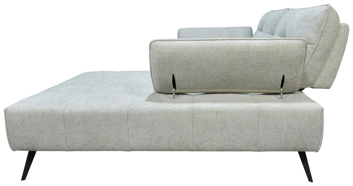 ECKSOFA Ottomane rechts  Greige Chenille  - Greige/Schwarz, Design, Textil/Metall (284/188cm) - Stylife
