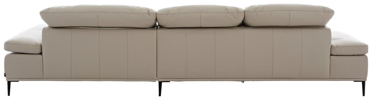 ECKSOFA Greige Echtleder Rücken echt  - Greige/Schwarz, MODERN, Leder/Metall (339/206cm) - Chilliano