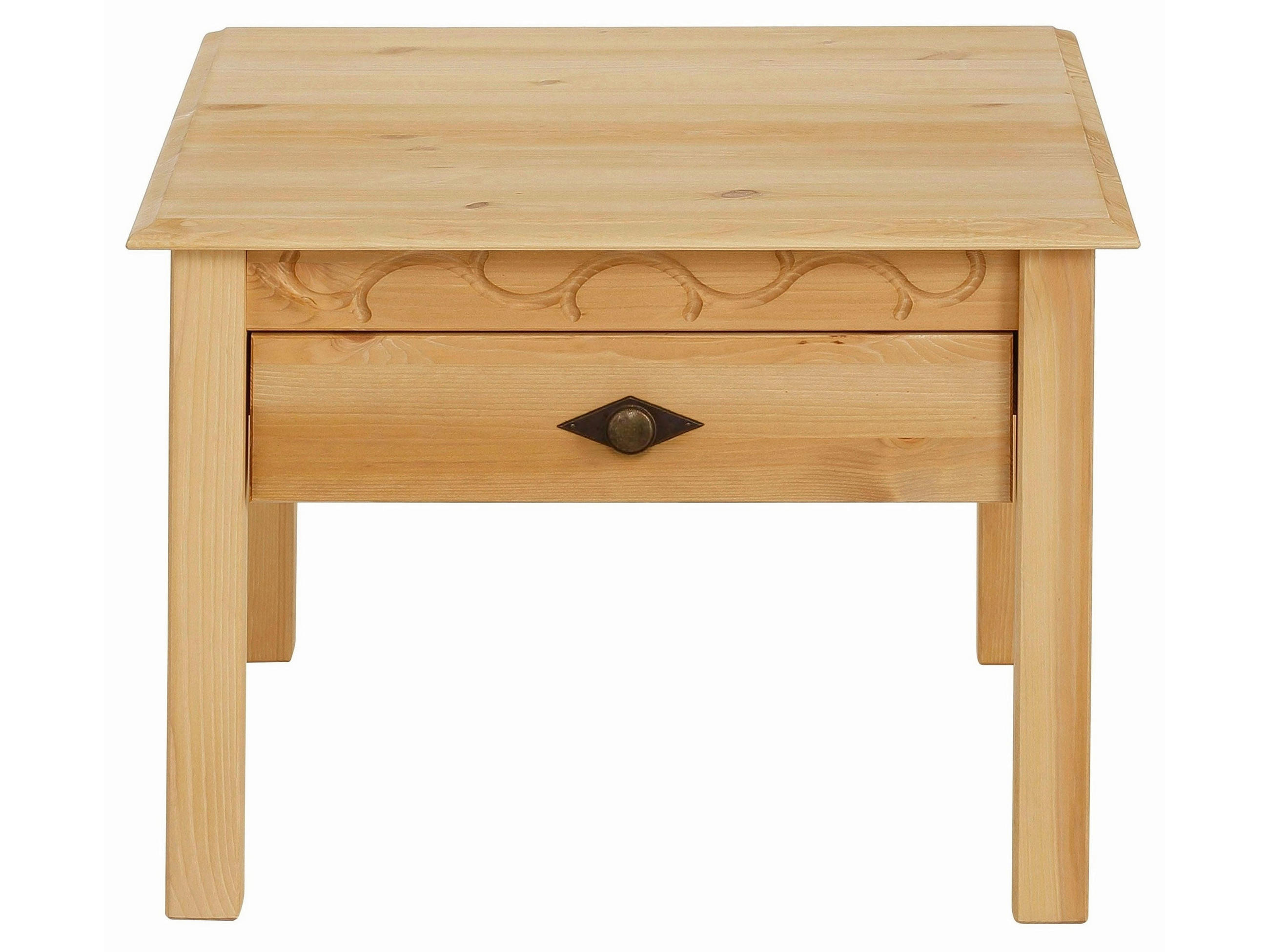 COUCHTISCH LYON Kiefer 60/60/42 cm quadratisch Naturfarben  - Messingfarben/Naturfarben, Design, Holz/Metall (60/60/42cm) - Livetastic