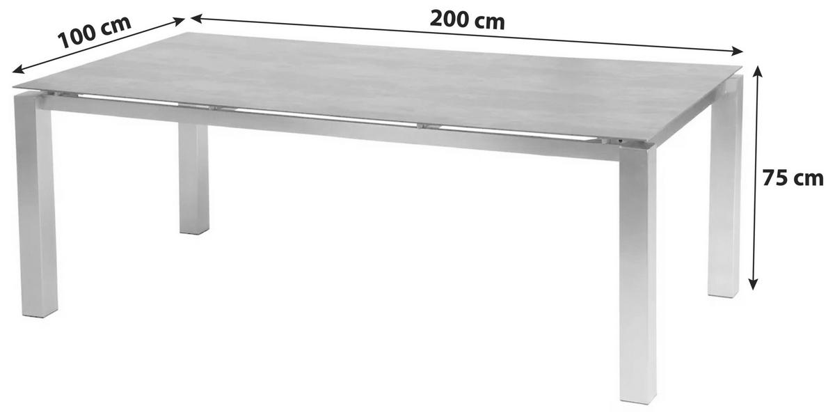 GARTENGARNITUR Edelstahl  - Edelstahlfarben/Grau, Basics, Keramik/Kunststoff (200/75/100cm) - Acamp