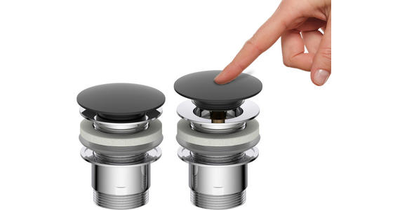 ABLAUFVENTIL  - Chromfarben/Schwarz, Basics, Metall (6,5cm) - Xora