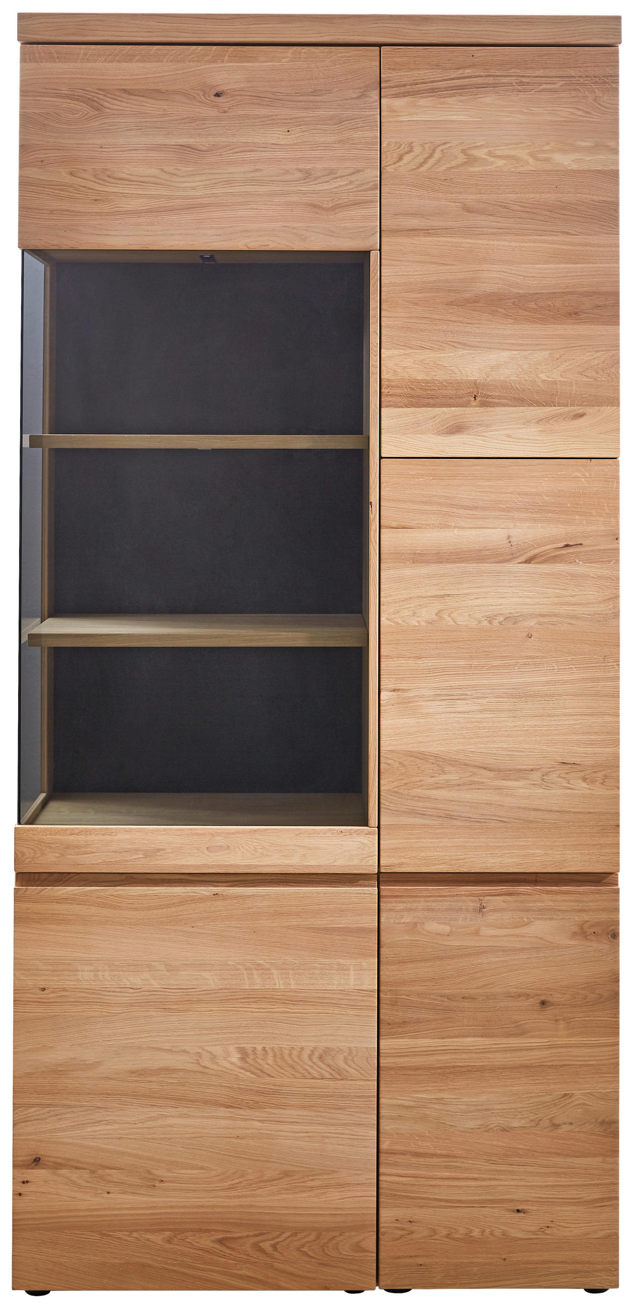 VITRINE  in teilmassiv Wildeiche Anthrazit, Eichefarben  - Eichefarben/Anthrazit, Natur, Glas/Holz (100/211/43cm) - Venjakob