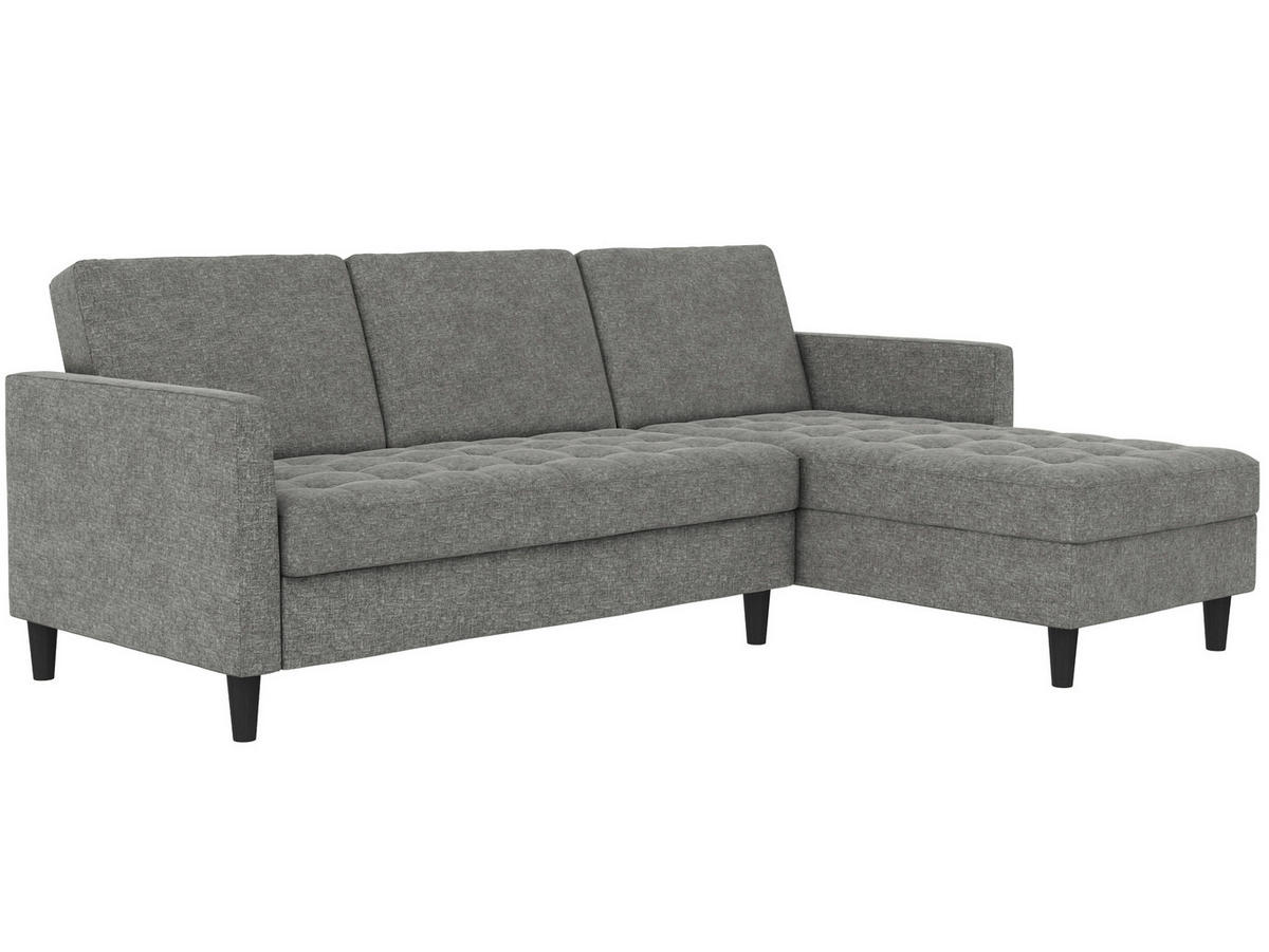 ECKSOFA PALERMO Anthrazit Webstoff, Leinenoptik Schlaffunktion, Stauraum  - Anthrazit/Schwarz, Basics, Kunststoff/Textil (213/154cm) - Livetastic