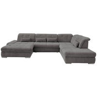 WOHNLANDSCHAFT in Chenille Braun, Grau  - Chromfarben/Braun, Design, Textil/Metall (195/376/254cm) - Livetastic