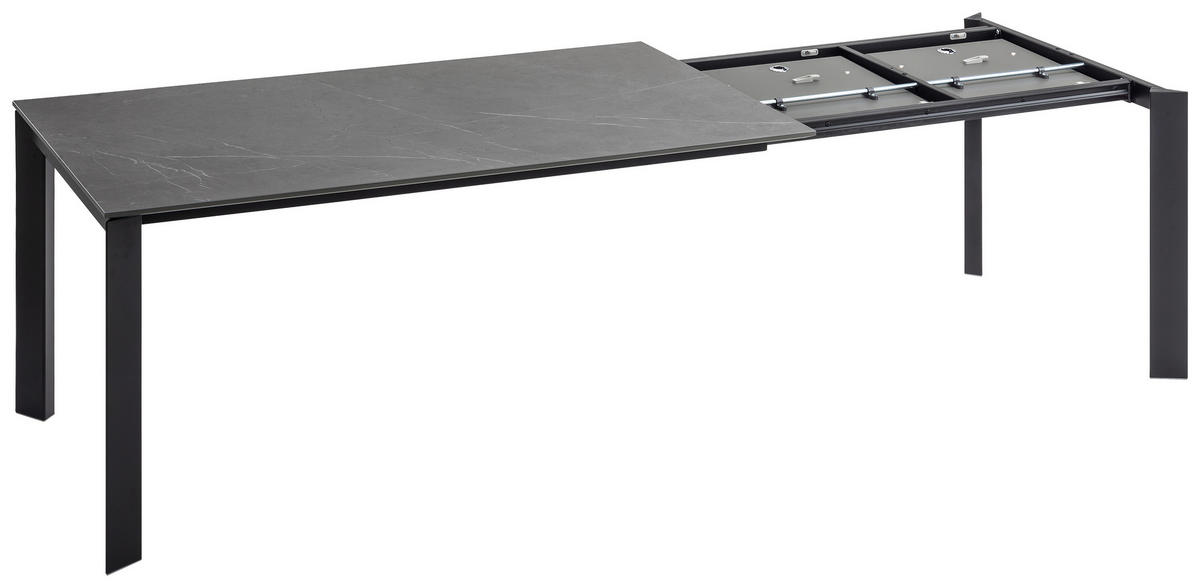 ESSTISCH in Metall, Keramik 160-250/90/75 cm  - Dunkelgrau/Schwarz, Design, Keramik/Metall (160-250/90/75cm) - Novel