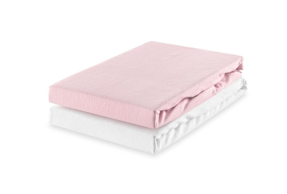 KINDERSPANNBETTUCH 2er Set 70/140 cm   - Rosa/Weiß, Basics, Textil (70/140cm) - My Baby Lou