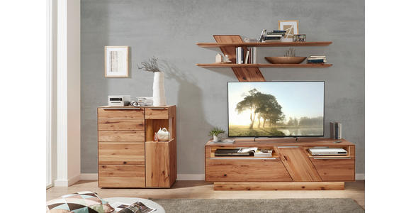 WOHNWAND in Buchefarben 304/200/53,7 cm - Edelstahlfarben/Buchefarben, Natur, Glas/Holz (304/200/53,7cm) - Valnatura