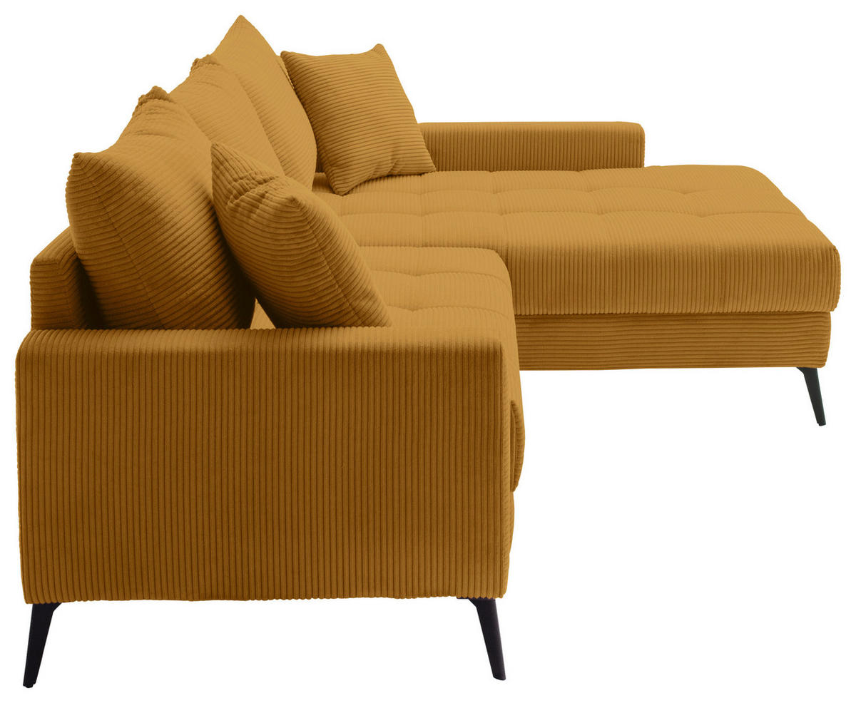 ECKSOFA Currygelb Cord  - Currygelb/Schwarz, KONVENTIONELL, Textil/Metall (280/173cm) - Hom`in