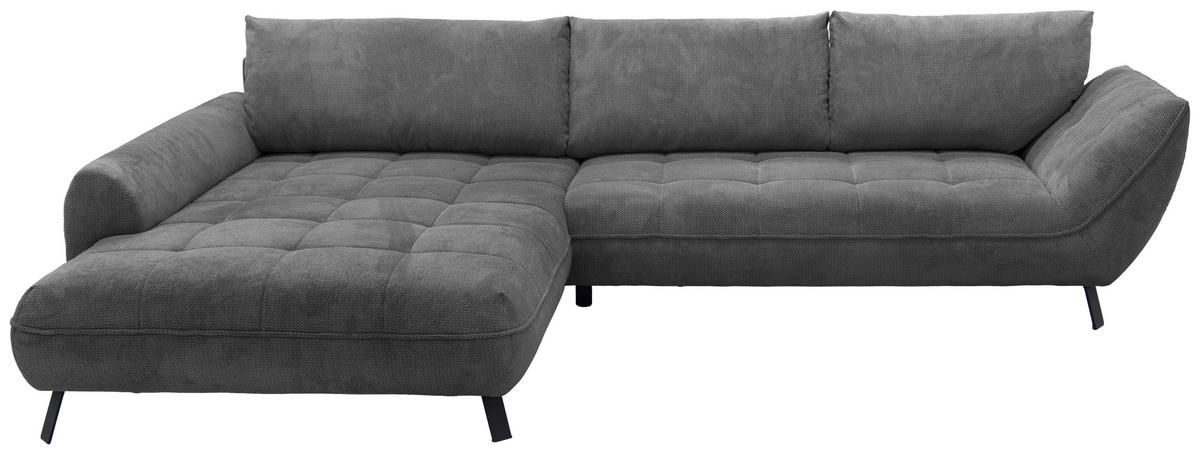 ECKSOFA BIARRITZ Anthrazit Struktur  - Anthrazit/Silberfarben, Design, Textil/Metall (205/324cm) - Livetastic