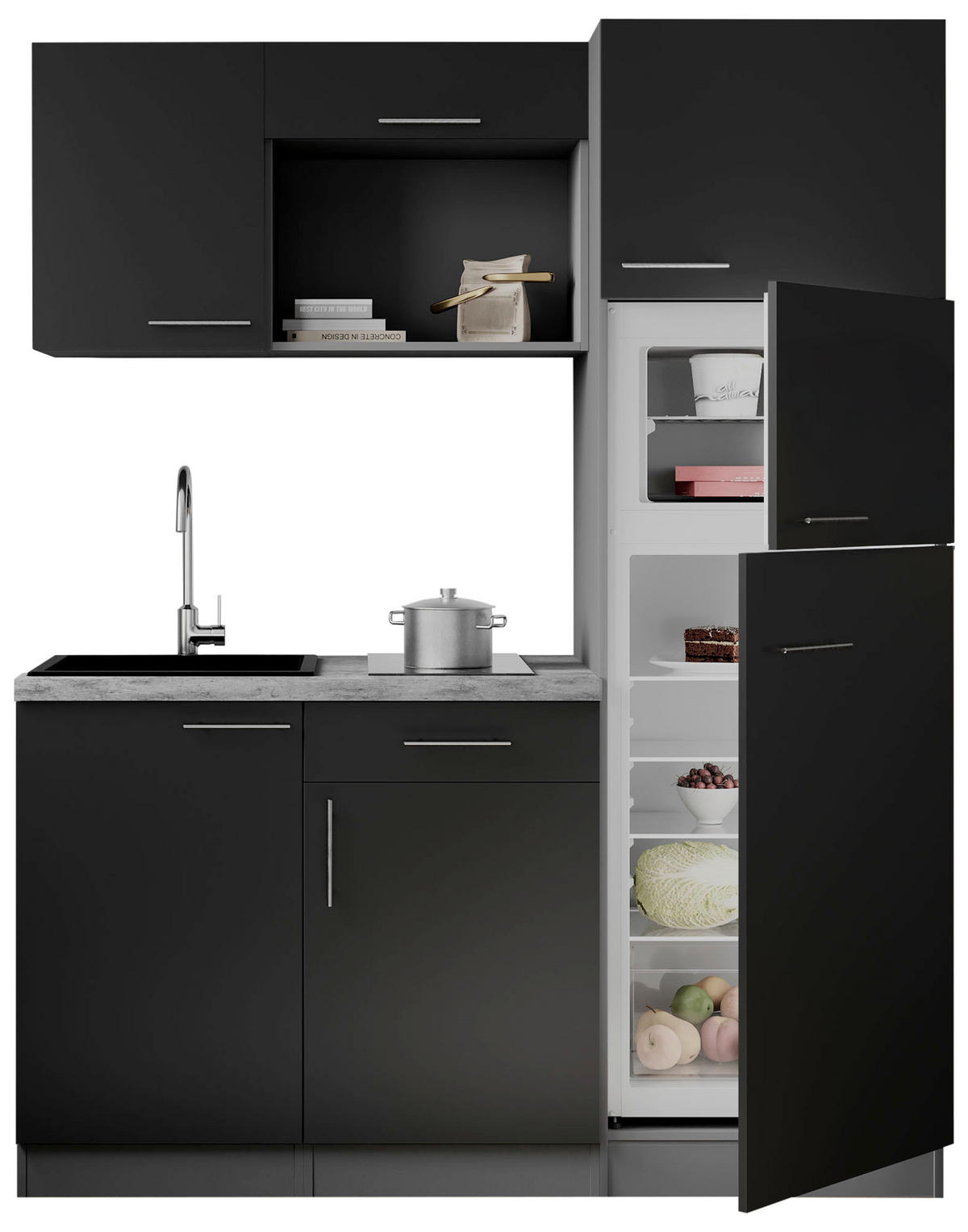 MODULKÖK 160 cm   i svart  - grå/svart, Trend, metall/trämaterial (160cm) - Respekta