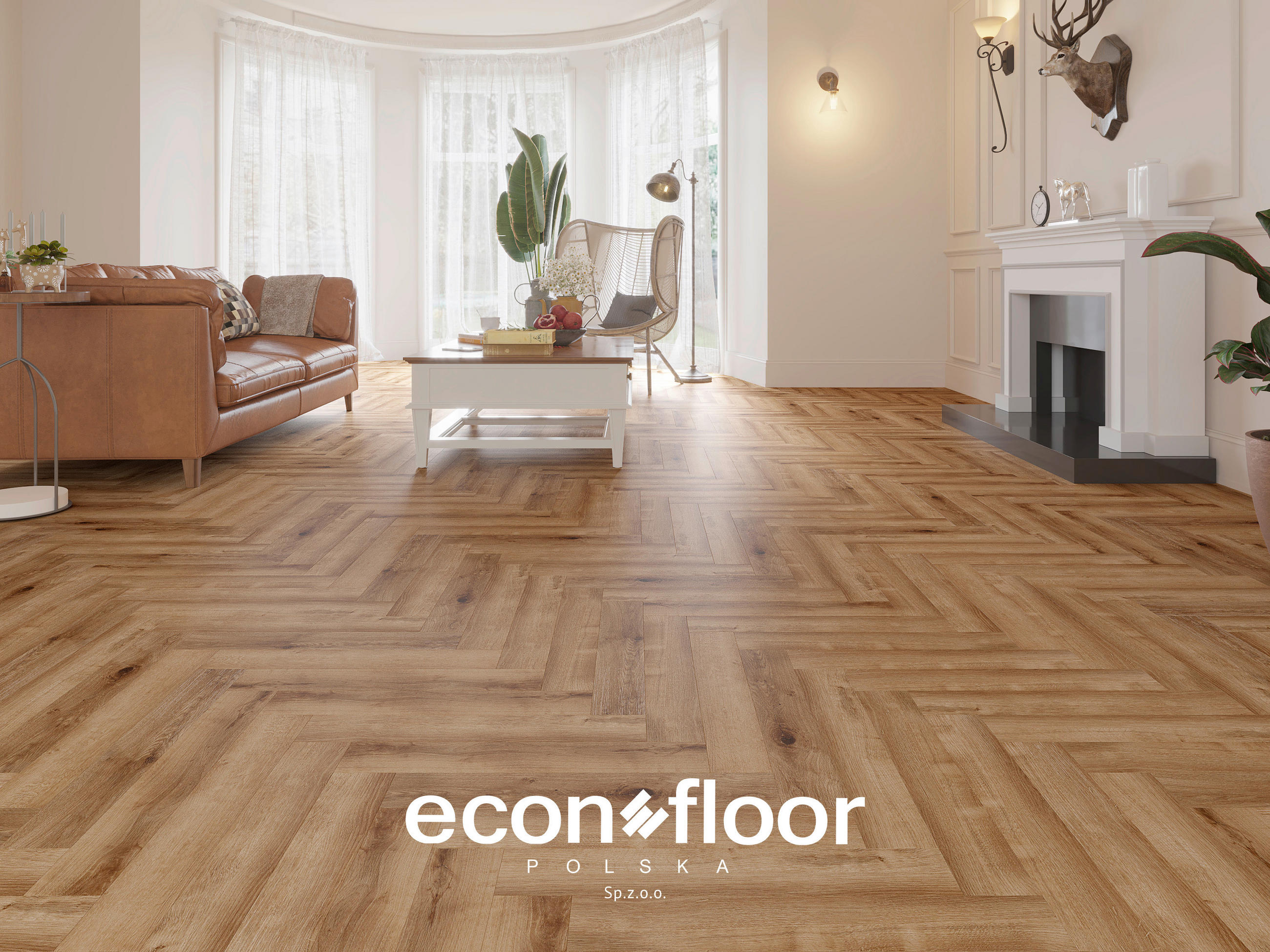 VINYLBODEN Econfloor HERRINGBONE 55 ONTANO NATUR  per  m² - Naturfarben, Basics, Kunststoff/Stein (61/12,6/0,57cm)