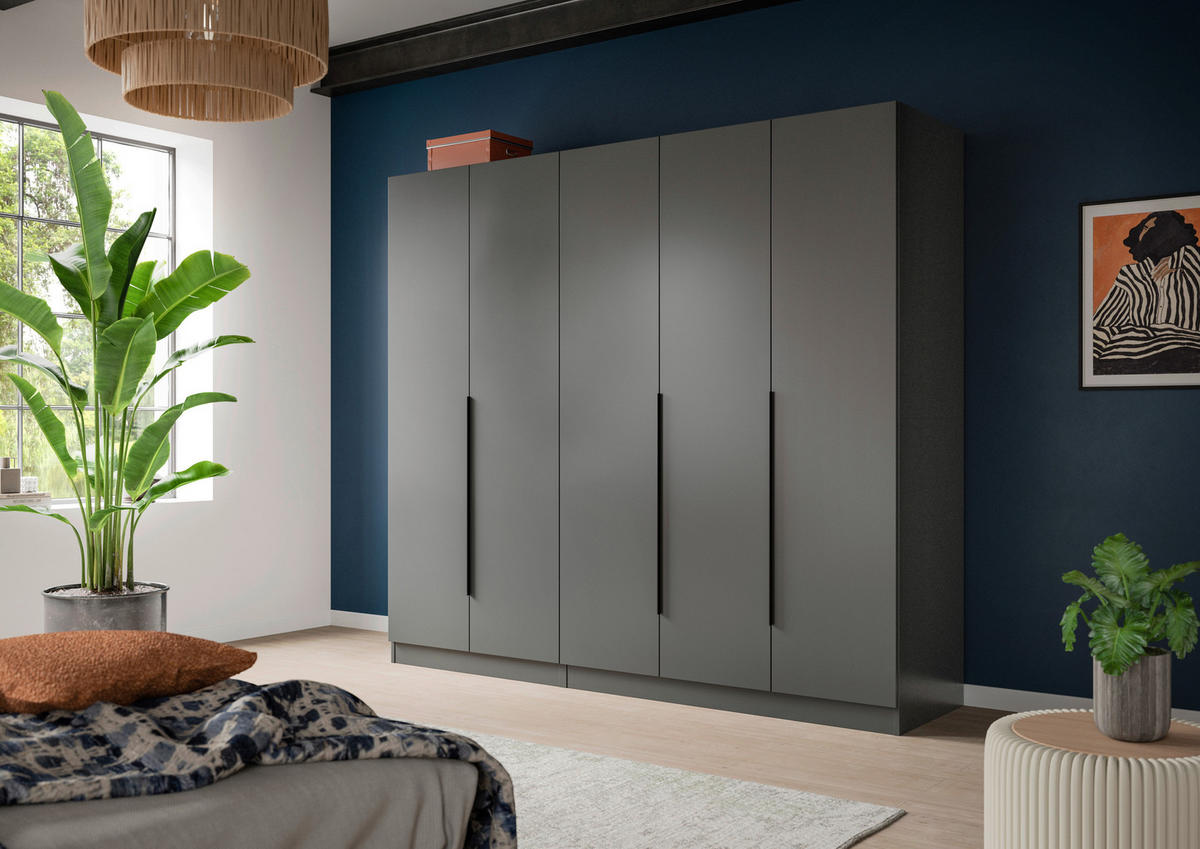 DREHTÜRENSCHRANK  in Anthrazit  - Anthrazit/Schwarz, MODERN, Holzwerkstoff/Kunststoff (200/181/52cm) - MID.YOU