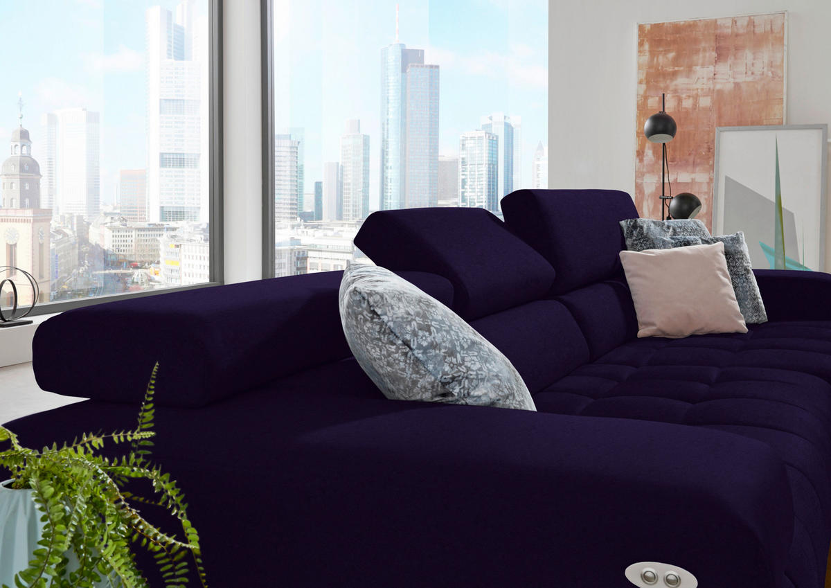 ECKSOFA  in Mikrofaser Violett  335/190 cm  - Silberfarben/Violett, Design, Textil/Metall (335/190cm) - Beldomo Speed