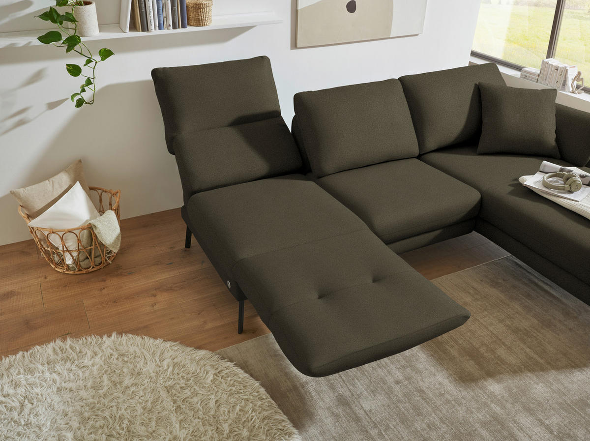 ECKSOFA  in Flachgewebe Dunkelgrün  255-365/175-224 cm  - Dunkelgrün/Schwarz, Design, Textil/Metall (255-365/175-224cm) - Dieter Knoll