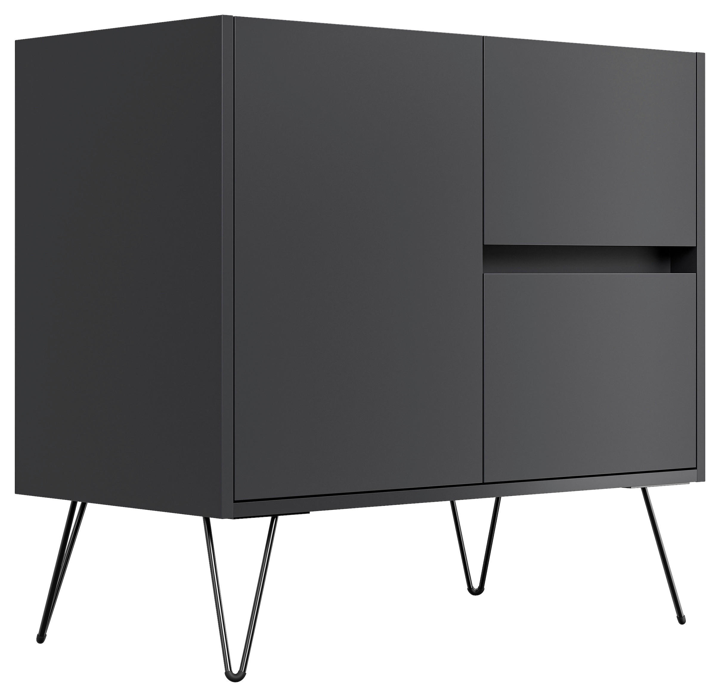 SIDEBOARD Posseik Industrial  in 79/75,8/42 cm  - Eichefarben/Graphitfarben, Design, Holzwerkstoff/Metall (79/75,8/42cm) - P & B