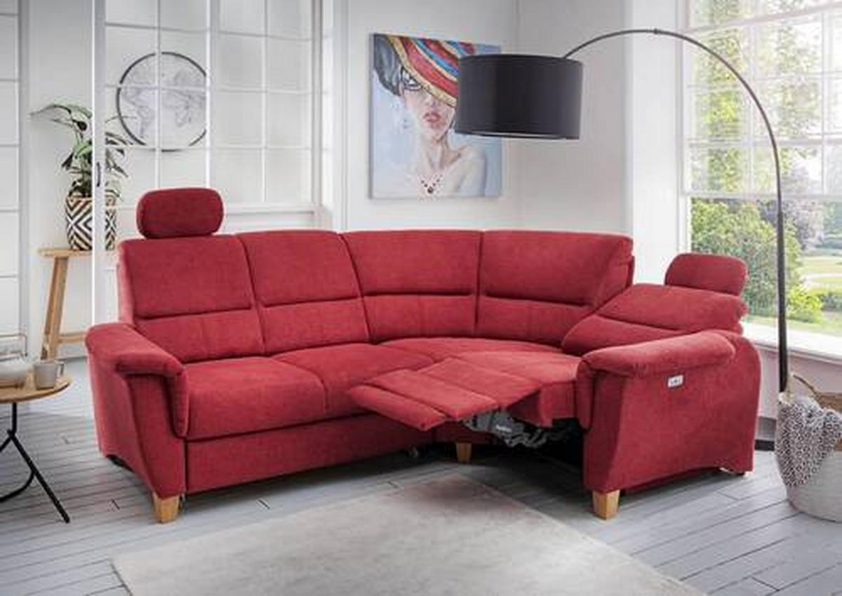 ECKSOFA in Struktur Rot  - Wildeiche/Rot, Konventionell, Holz/Textil (237/186cm) - Livetastic
