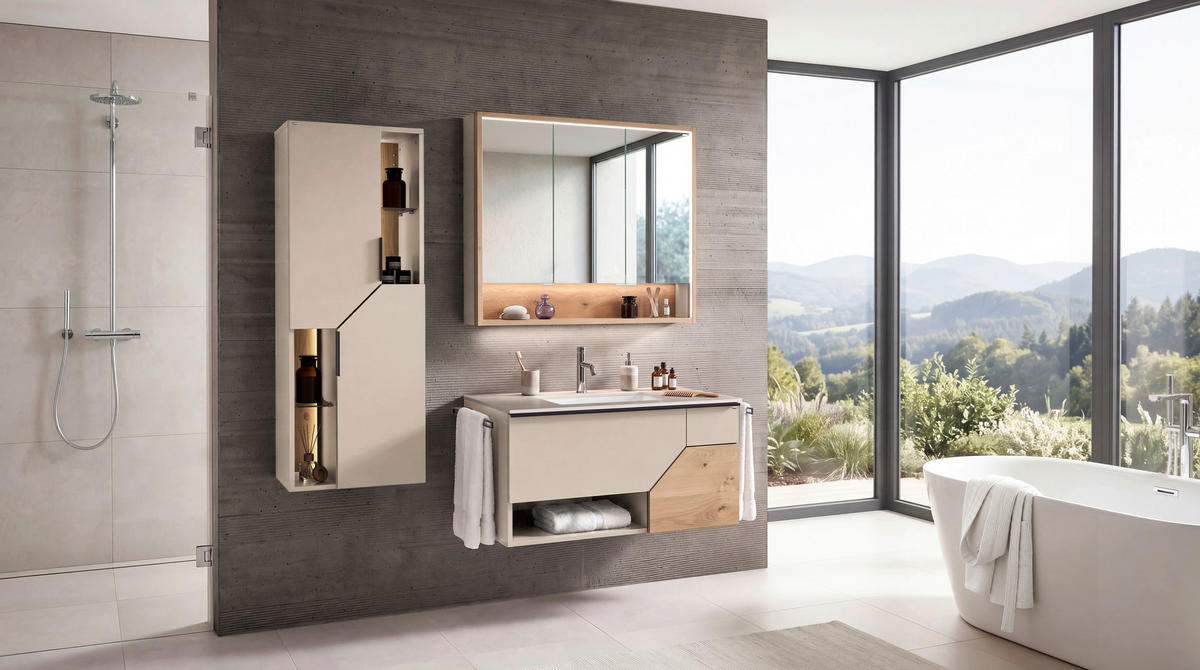 SPIEGELSCHRANK 96,6/82,5/18 cm  - Taupe/Wildeiche, LIFESTYLE, Glas/Holz (96,6/82,5/18cm) - Voglauer