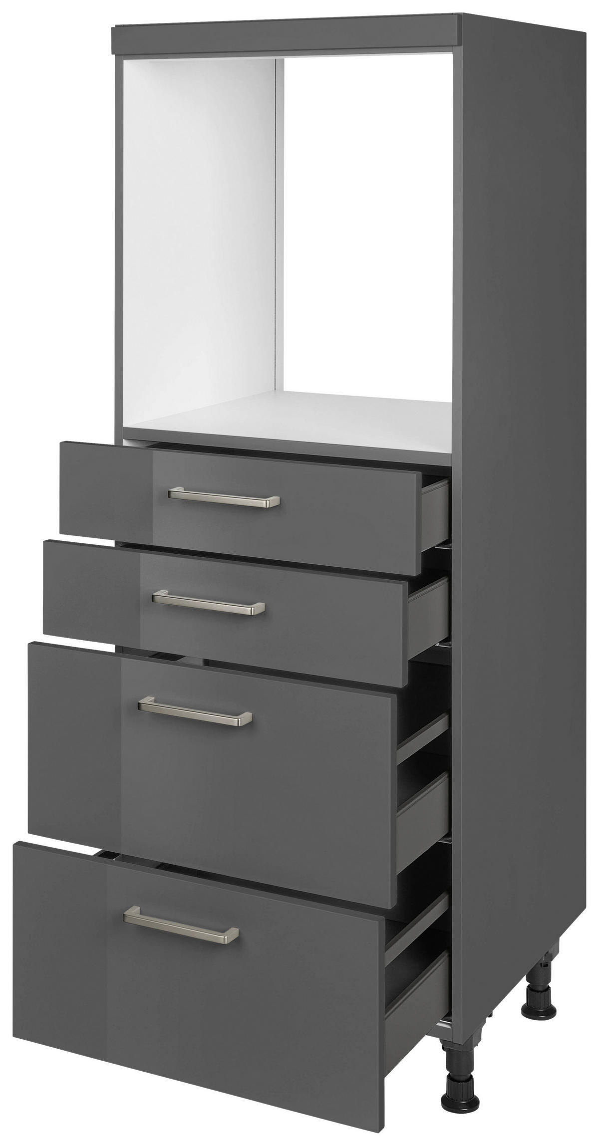 GERÄTEUMBAUSCHRANK 60/168/58 cm  in Schieferfarben  - Schieferfarben/Edelstahlfarben, MODERN, Holzwerkstoff/Metall (60/168/58cm) - Nobilia