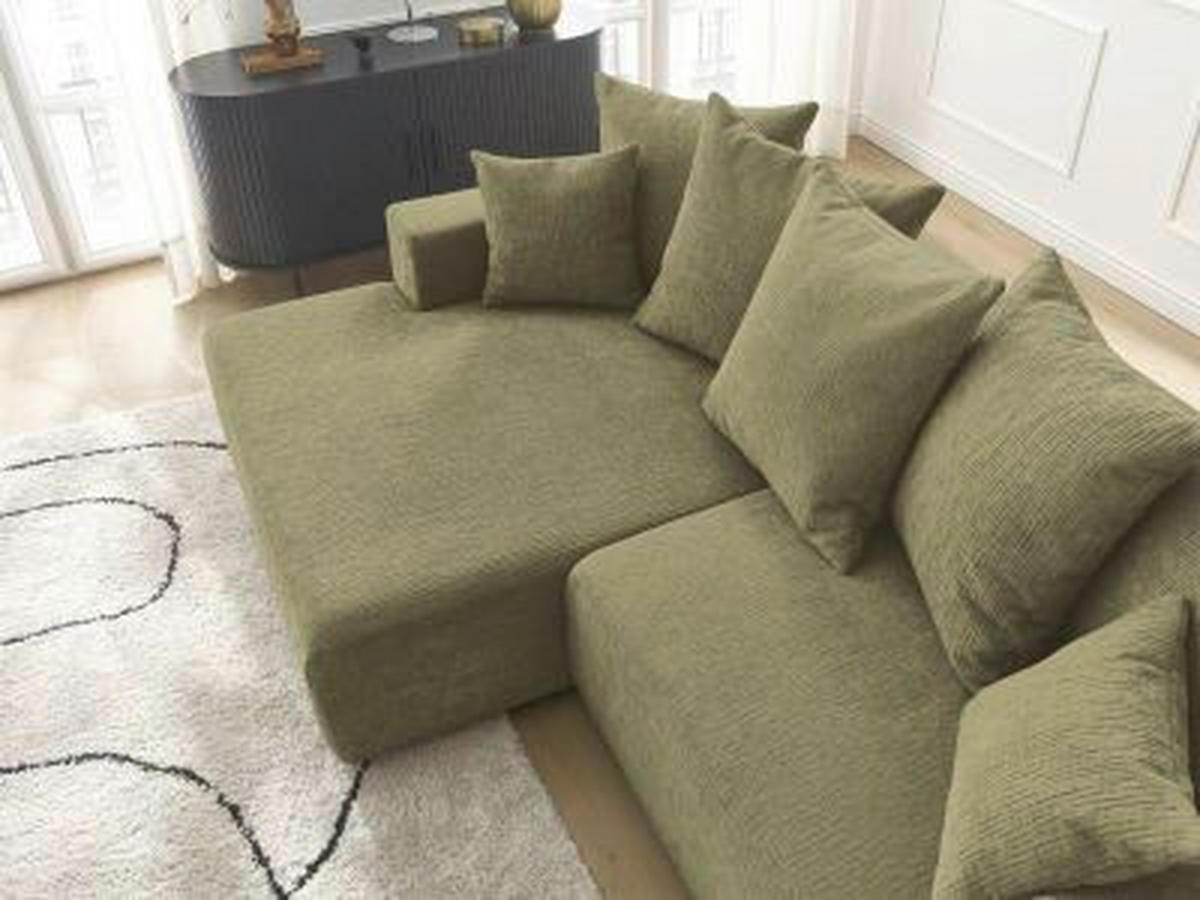 ECKSOFA Ottomane links  ATILLA Grün Struktur  - Schwarz/Grün, MODERN, Kunststoff/Textil (149/244cm)